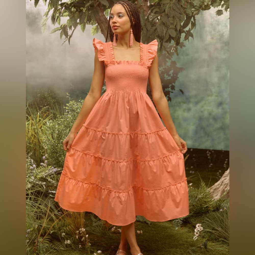 Hill House Ellie Nap Dress in Coral Poplin, XS
